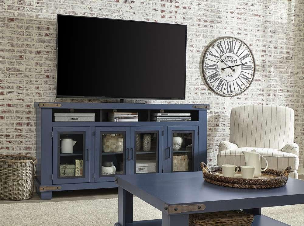 Emery Park - Sawyer 79in Highboy Console w/ 4 Doors in Malta Blue Finish - MO1252-MBL veiw 1