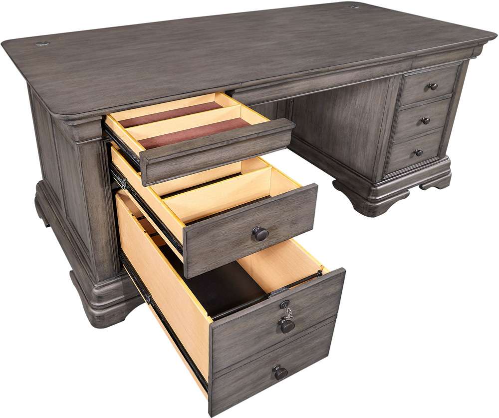 Emery Park - Sinclair 68in Executive Desk in Ash Grey Finish - I224-303 veiw 3