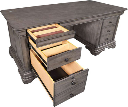 Emery Park - Sinclair 68in Executive Desk in Ash Grey Finish - I224-303 veiw 3