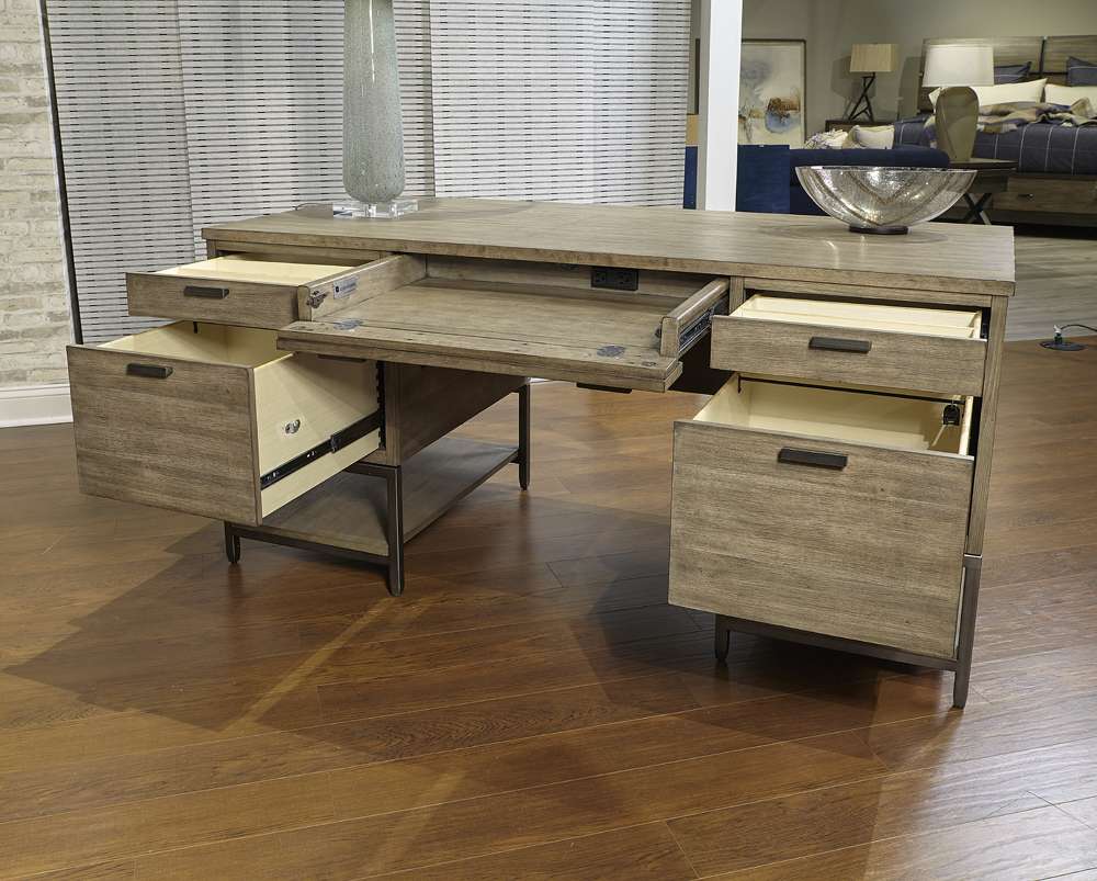 Emery Park - Trellis Open Ped Desk in Desert Brown Finish - I287-371 veiw 2