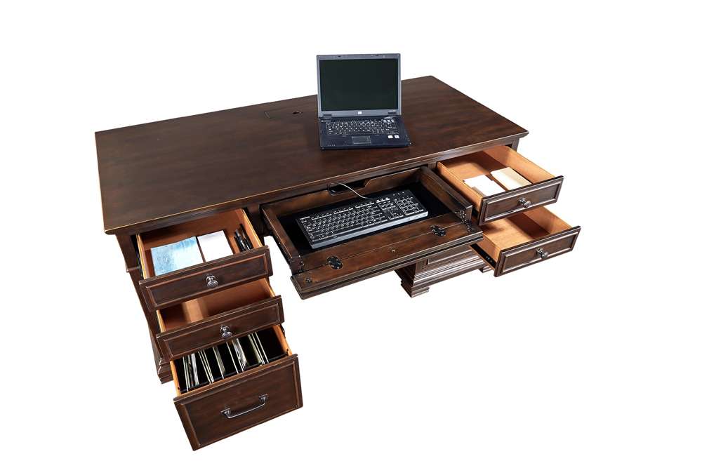 Emery Park - Weston 66in Executive Desk w/Power in Brown Ale Finish - I35-303 veiw 3