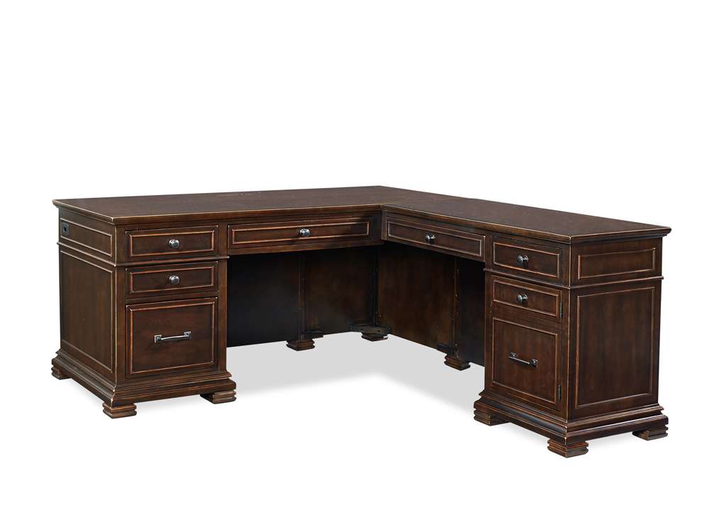 Emery Park - Weston L-Shaped Desk in Brown Ale Finish veiw 1