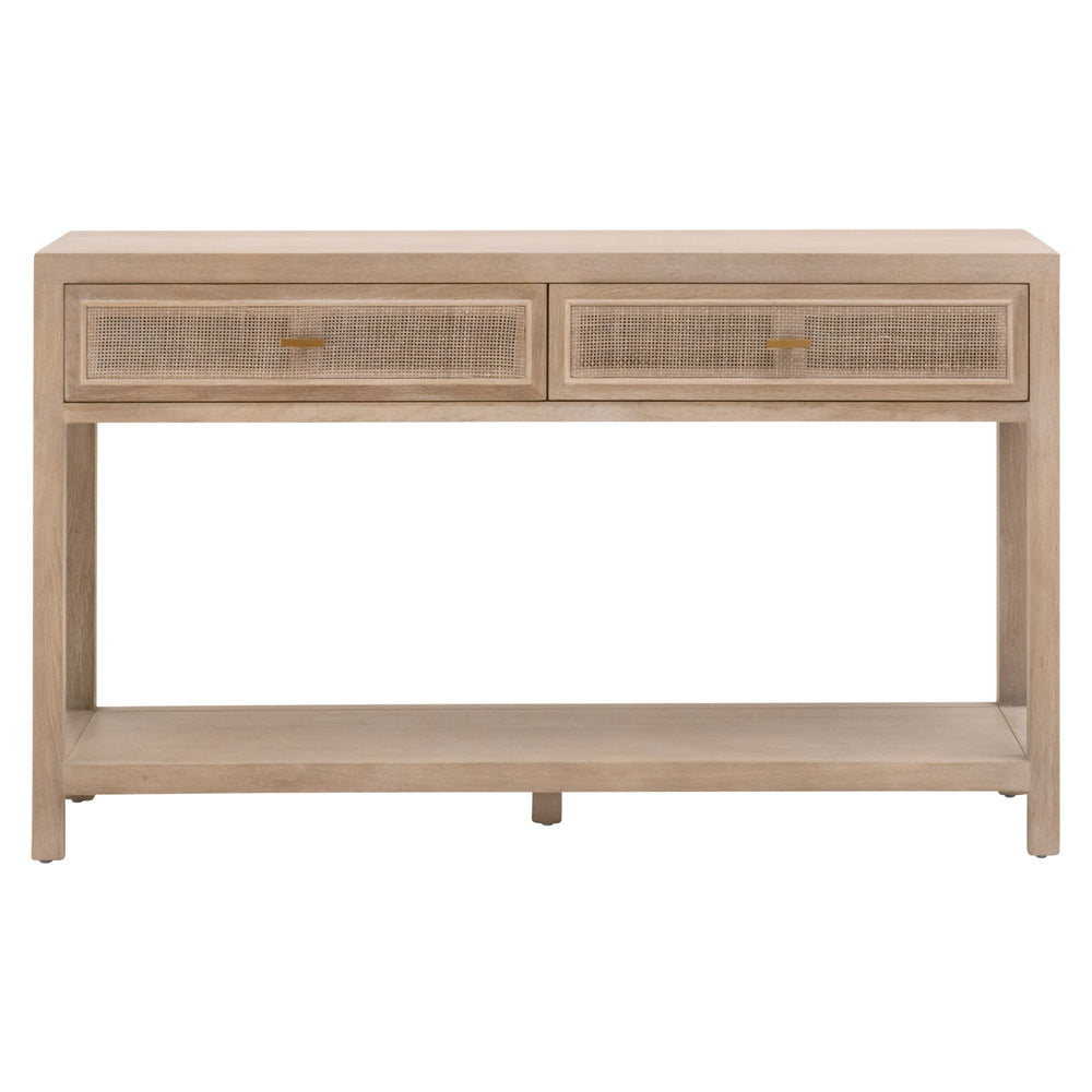 Essentials For Living - Bella Antique Cane 2-Drawer Entry Console - 8088.SGRY-OAK/CN view 1