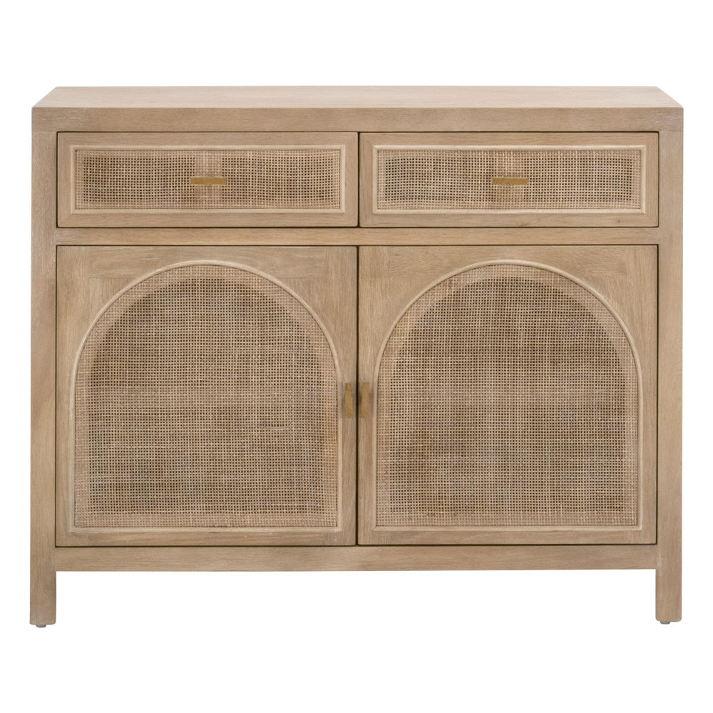 Essentials For Living - Bella Antique Cane Media Cabinet - 8089.SGRY-OAK/CN view 1