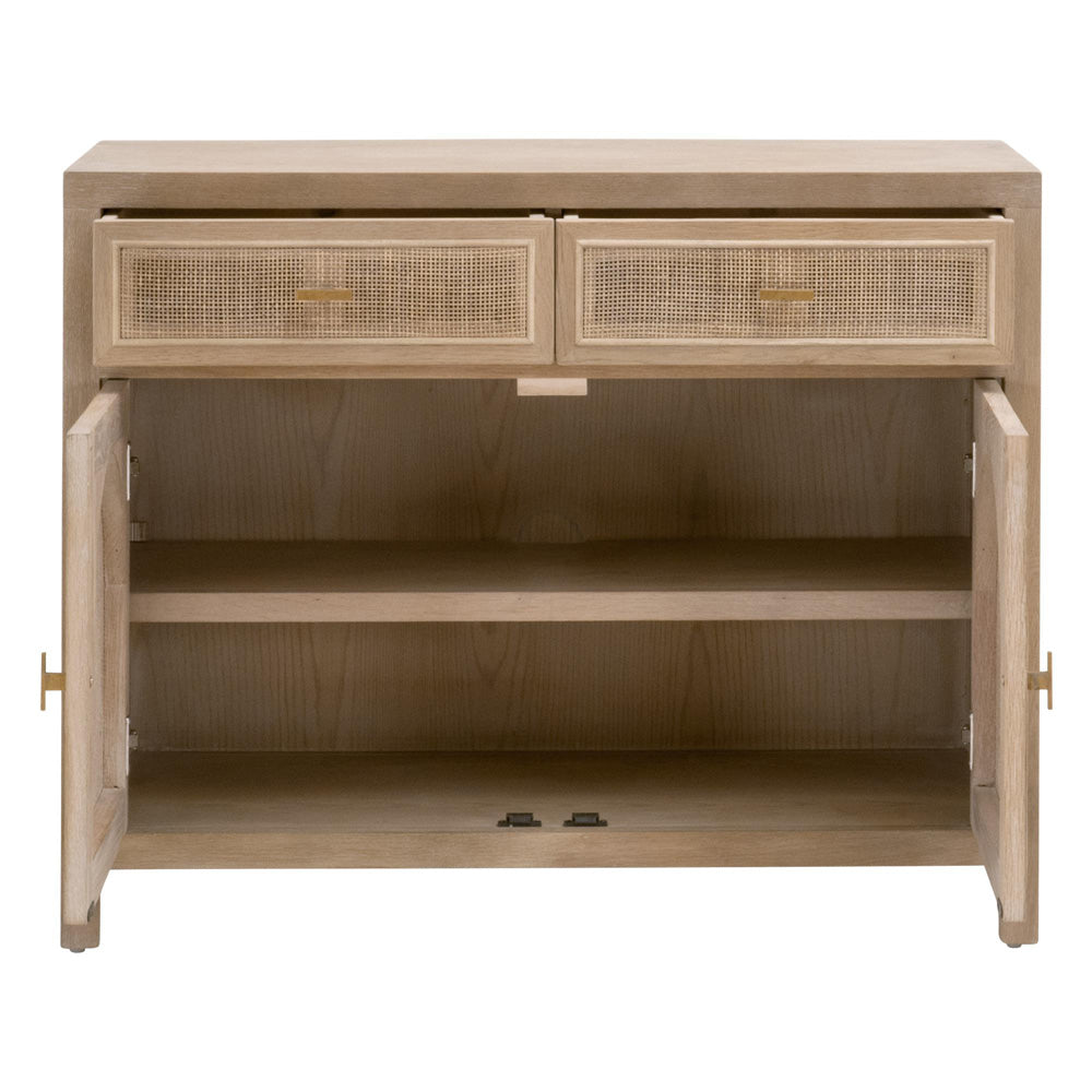 Essentials For Living - Bella Antique Cane Media Cabinet - 8089.SGRY-OAK/CN view 2