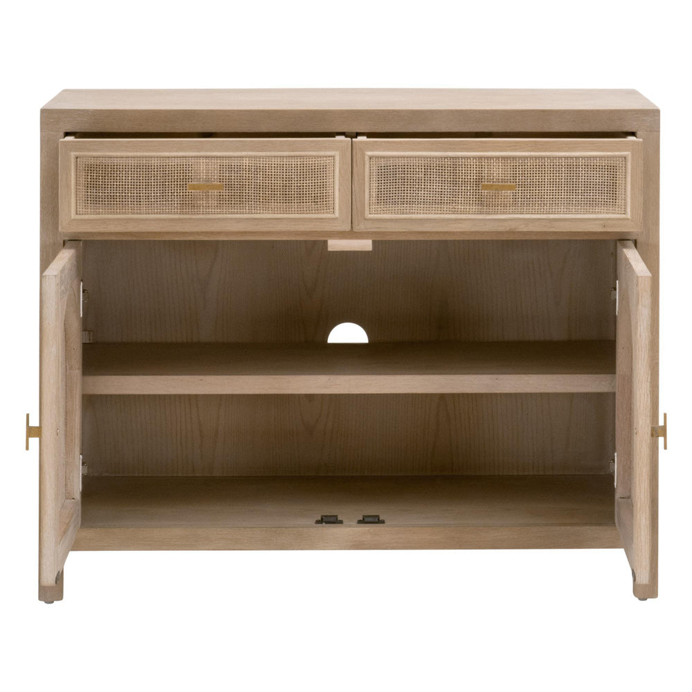 Essentials For Living - Bella Antique Cane Media Cabinet - 8089.SGRY-OAK/CN view 3