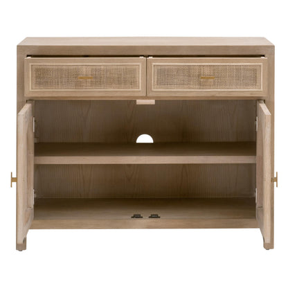 Essentials For Living - Bella Antique Cane Media Cabinet - 8089.SGRY-OAK/CN view 3