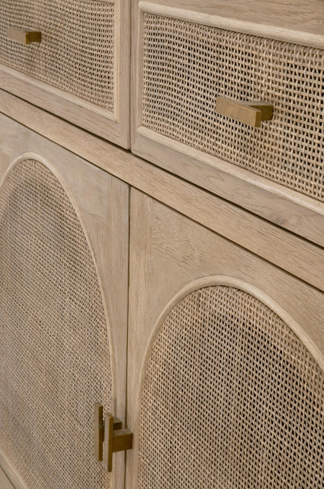 Essentials For Living - Bella Antique Cane Media Cabinet - 8089.SGRY-OAK/CN view 8