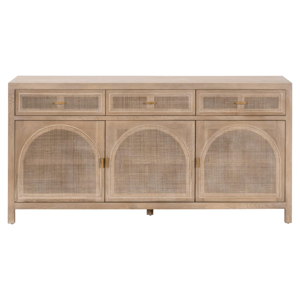 Essentials For Living - Bella Antique Cane Media Sideboard - 8087.SGRY-OAK/CN view 1