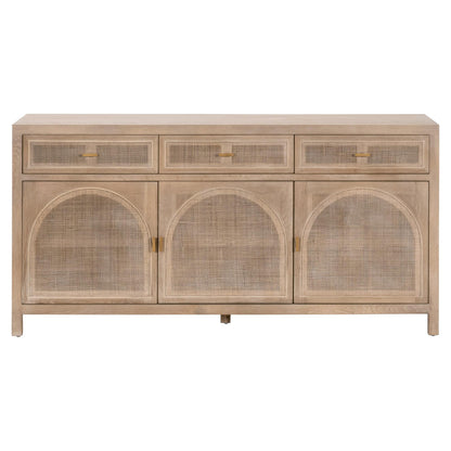 Essentials For Living - Bella Antique Cane Media Sideboard - 8087.SGRY-OAK/CN view 1