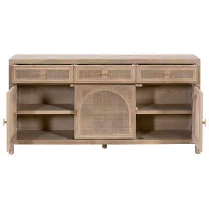 Essentials For Living - Bella Antique Cane Media Sideboard - 8087.SGRY-OAK/CN view 2