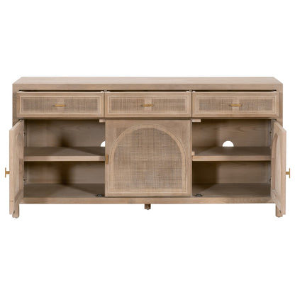 Essentials For Living - Bella Antique Cane Media Sideboard - 8087.SGRY-OAK/CN view 3