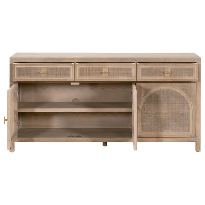 Essentials For Living - Bella Antique Cane Media Sideboard - 8087.SGRY-OAK/CN view 4