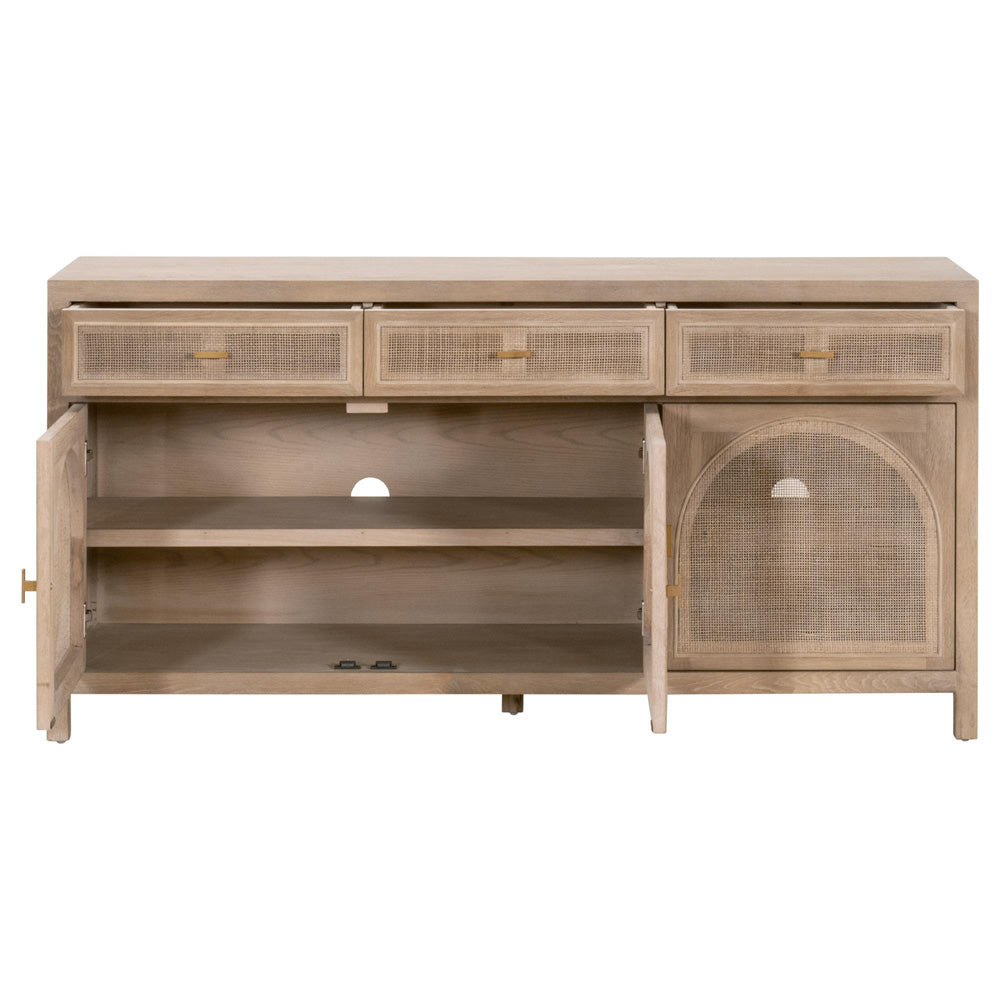Essentials For Living - Bella Antique Cane Media Sideboard - 8087.SGRY-OAK/CN view 5