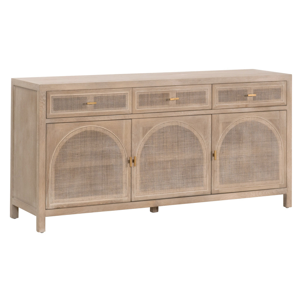 Essentials For Living - Bella Antique Cane Media Sideboard - 8087.SGRY-OAK/CN view 6