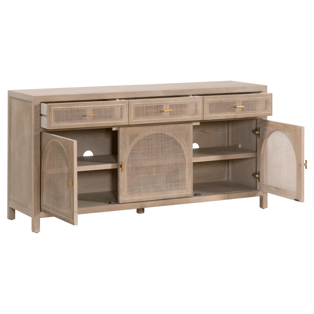 Essentials For Living - Bella Antique Cane Media Sideboard - 8087.SGRY-OAK/CN view 8