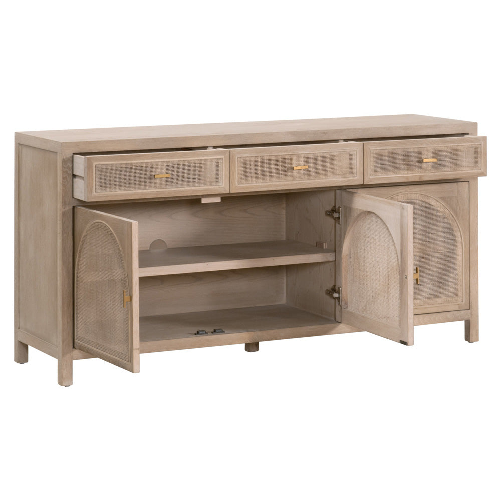 Essentials For Living - Bella Antique Cane Media Sideboard - 8087.SGRY-OAK/CN view 9