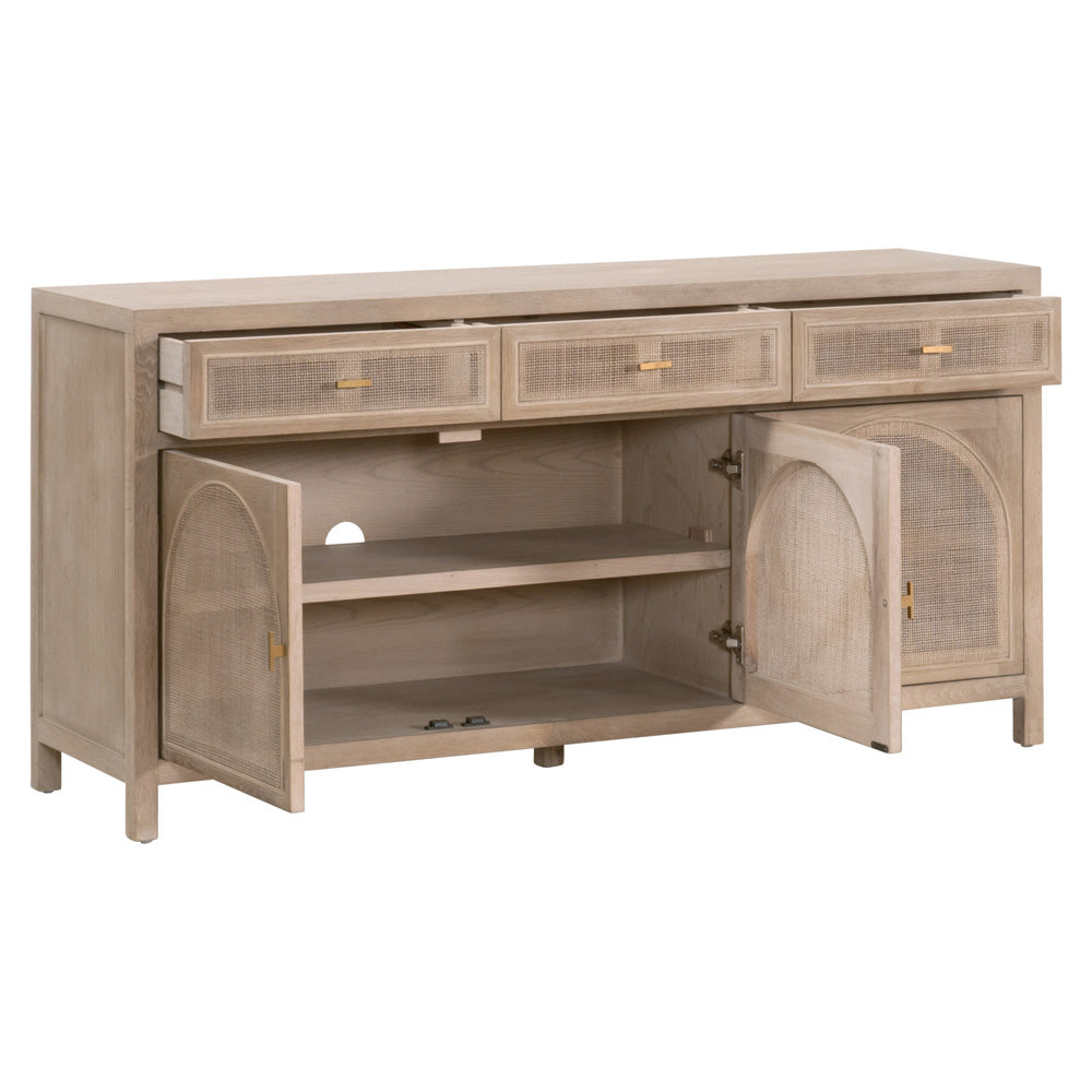 Essentials For Living - Bella Antique Cane Media Sideboard - 8087.SGRY-OAK/CN view 10