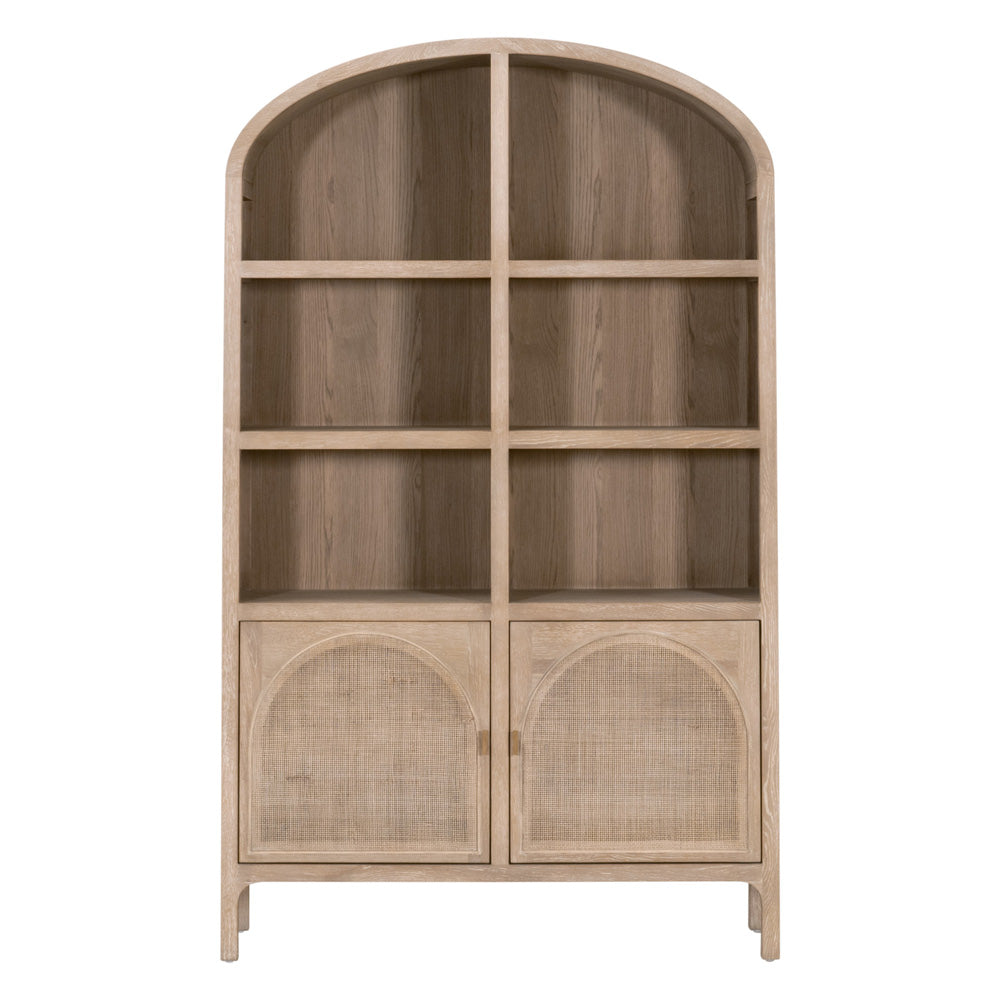 Essentials For Living - Bella Antique Cane Storage Bookcase - 8093.SGRY-OAK/CN view 1