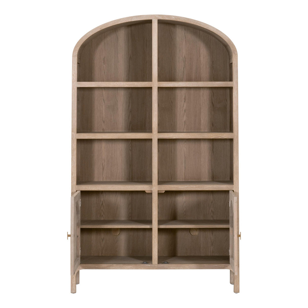 Essentials For Living - Bella Antique Cane Storage Bookcase - 8093.SGRY-OAK/CN view 2