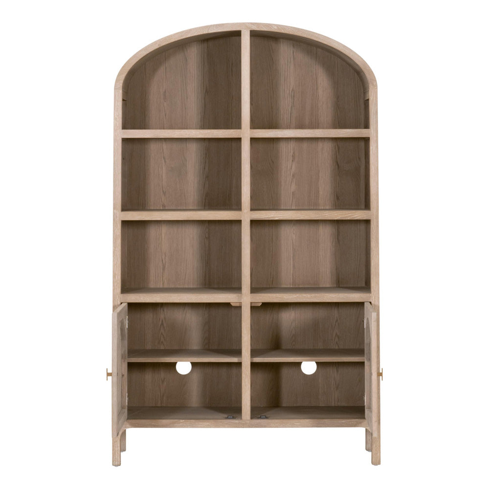 Essentials For Living - Bella Antique Cane Storage Bookcase - 8093.SGRY-OAK/CN view 3