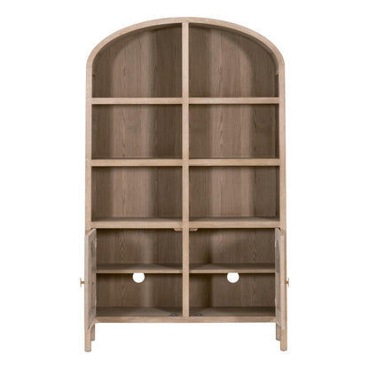 Essentials For Living - Bella Antique Cane Storage Bookcase - 8093.SGRY-OAK/CN view 3