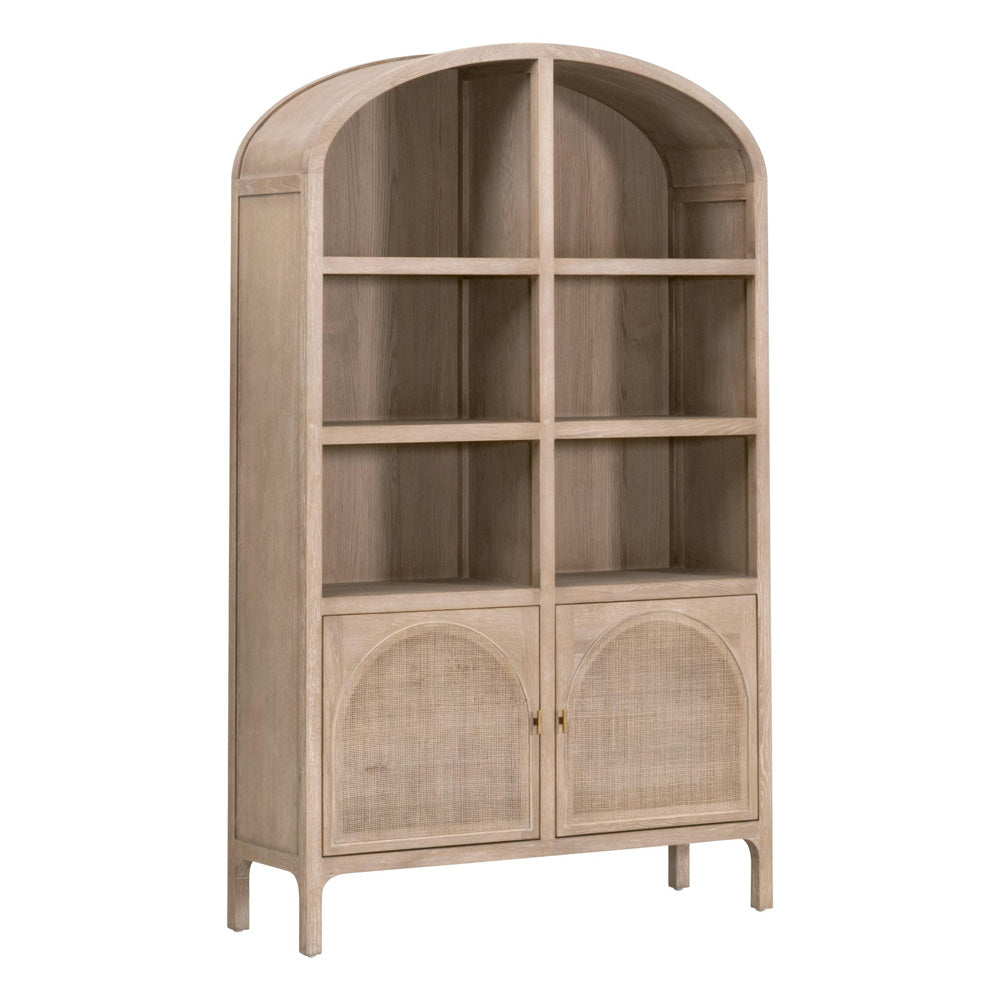 Essentials For Living - Bella Antique Cane Storage Bookcase - 8093.SGRY-OAK/CN view 4