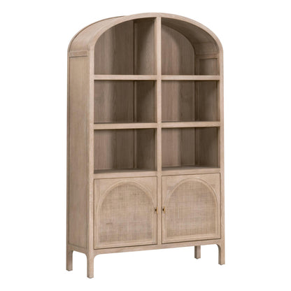 Essentials For Living - Bella Antique Cane Storage Bookcase - 8093.SGRY-OAK/CN view 4