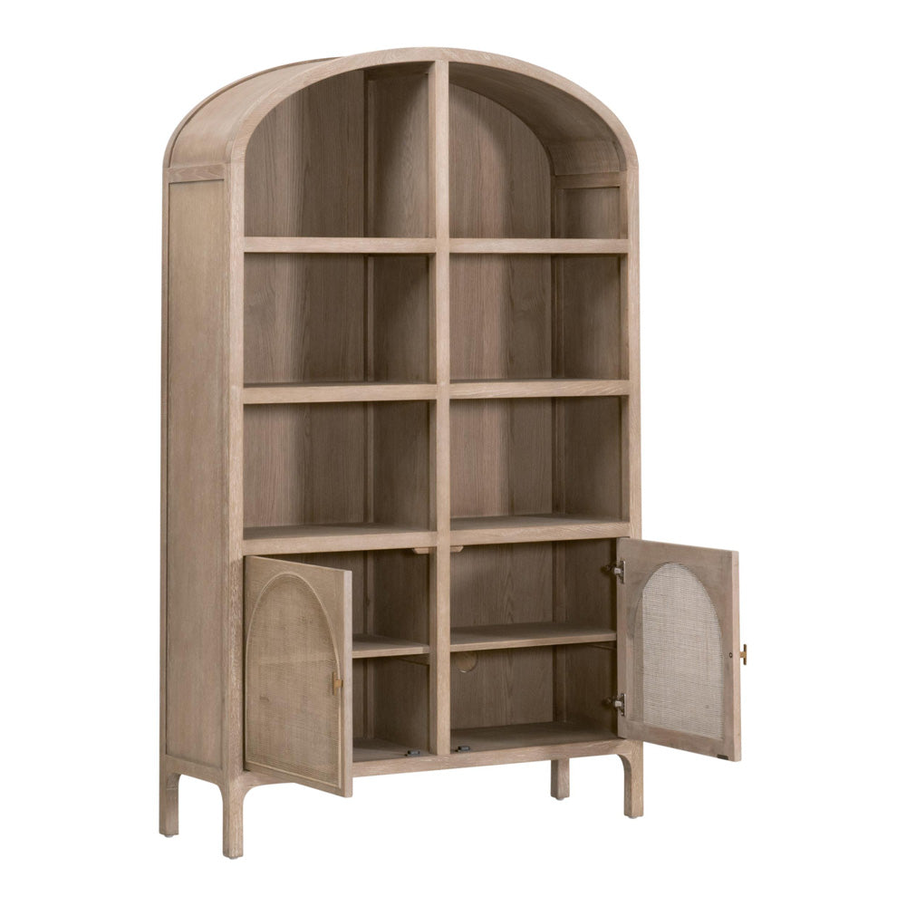 Essentials For Living - Bella Antique Cane Storage Bookcase - 8093.SGRY-OAK/CN view 5