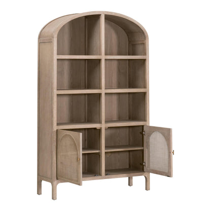 Essentials For Living - Bella Antique Cane Storage Bookcase - 8093.SGRY-OAK/CN view 5
