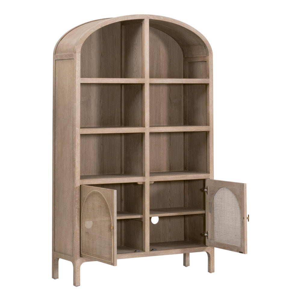 Essentials For Living - Bella Antique Cane Storage Bookcase - 8093.SGRY-OAK/CN view 6