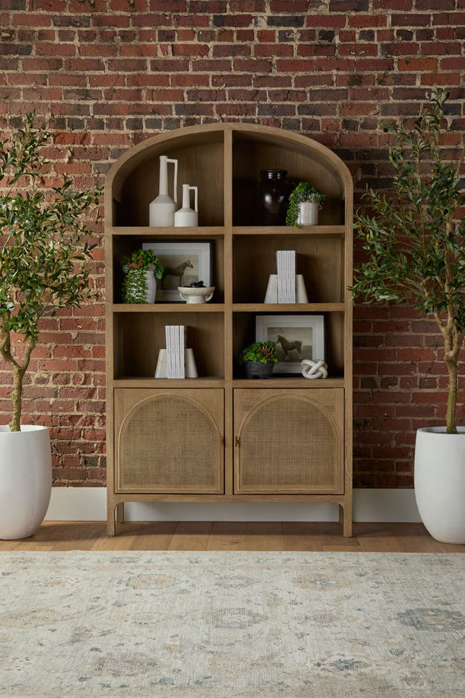 Essentials For Living - Bella Antique Cane Storage Bookcase - 8093.SGRY-OAK/CN view 9