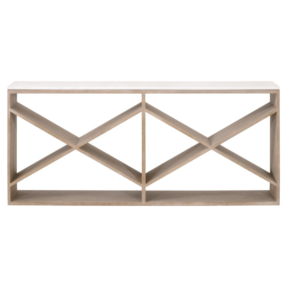 Essentials For Living - Bella Antique Cellar Console Table - 8080.SGRY-OAK/WHTQ_CLOSEOUT view 1