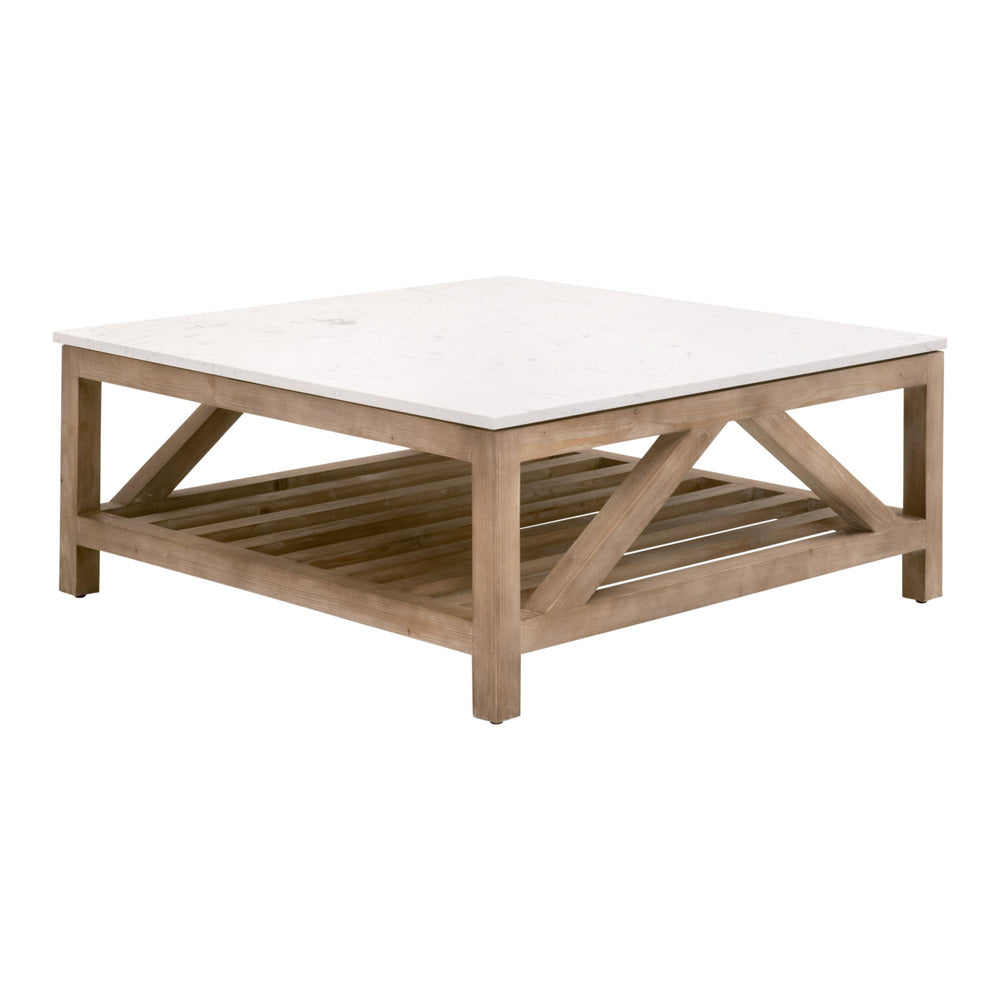 Essentials For Living - Bella Antique Spruce Square Coffee Table - 8019SQ.SGRY-PNE/WHTQ_CLOSEOUT view 3