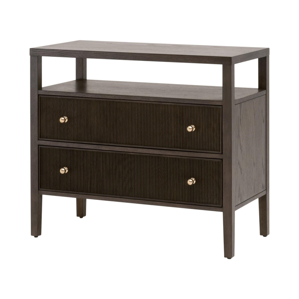 Essentials For Living - Bronze Bay Highland Open Shelf 2-Drawer Nightstand - 5257.DB-OAK view 3