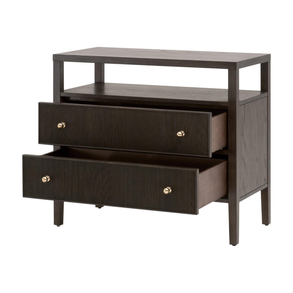 Essentials For Living - Bronze Bay Highland Open Shelf 2-Drawer Nightstand - 5257.DB-OAK view 4