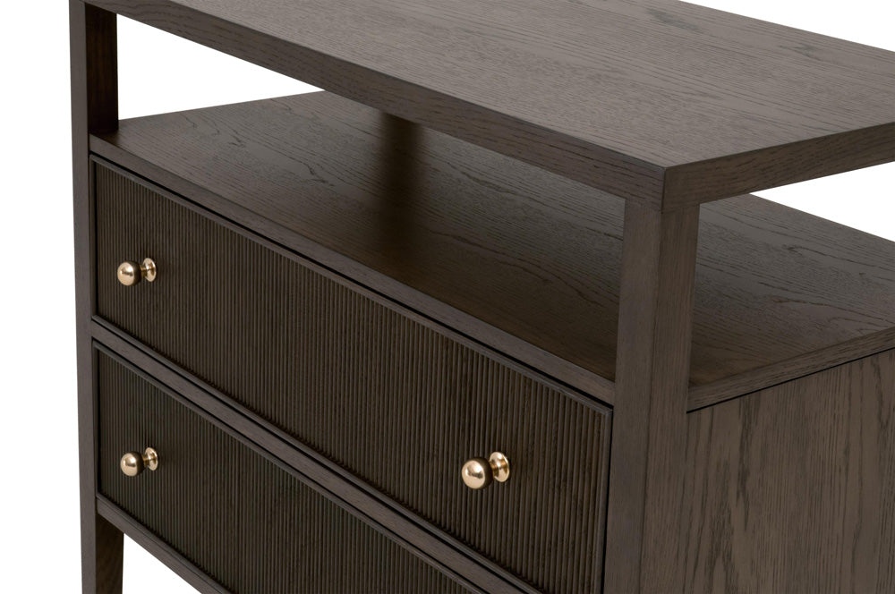 Essentials For Living - Bronze Bay Highland Open Shelf 2-Drawer Nightstand - 5257.DB-OAK view 6