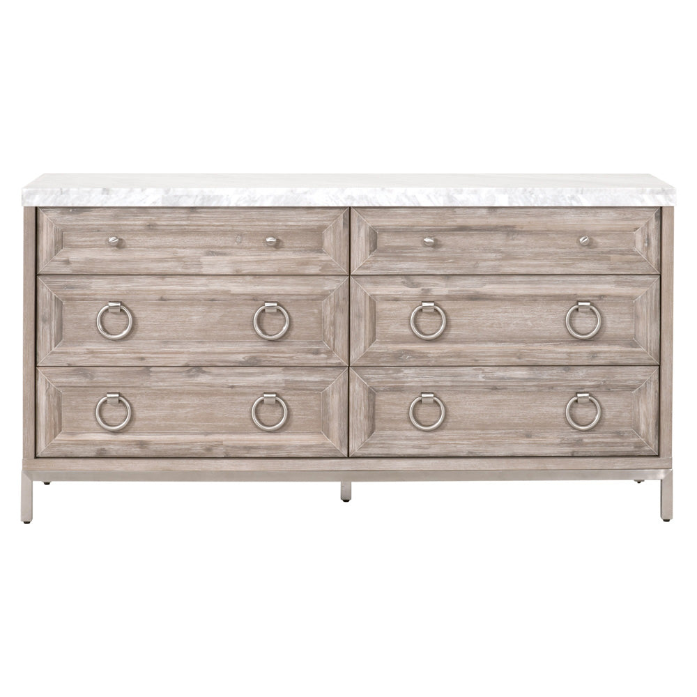 Essentials For Living - Traditions Azure Carrera 6-Drawer Double Dresser - 6155.NG-BSTL/WHT_CLOSEOUT view 1
