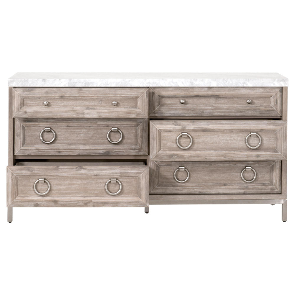 Essentials For Living - Traditions Azure Carrera 6-Drawer Double Dresser - 6155.NG-BSTL/WHT_CLOSEOUT view 2