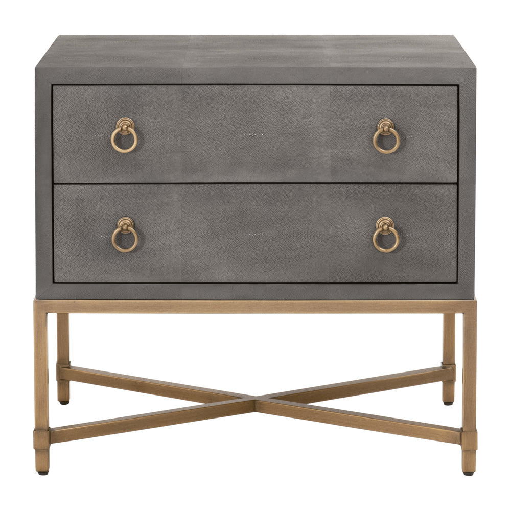 Essentials For Living - Traditions Strand Shagreen 2-Drawer Nightstand - 6121.GRY-SHG/GLD view 1
