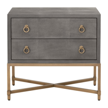 Essentials For Living - Traditions Strand Shagreen 2-Drawer Nightstand - 6121.GRY-SHG/GLD view 1
