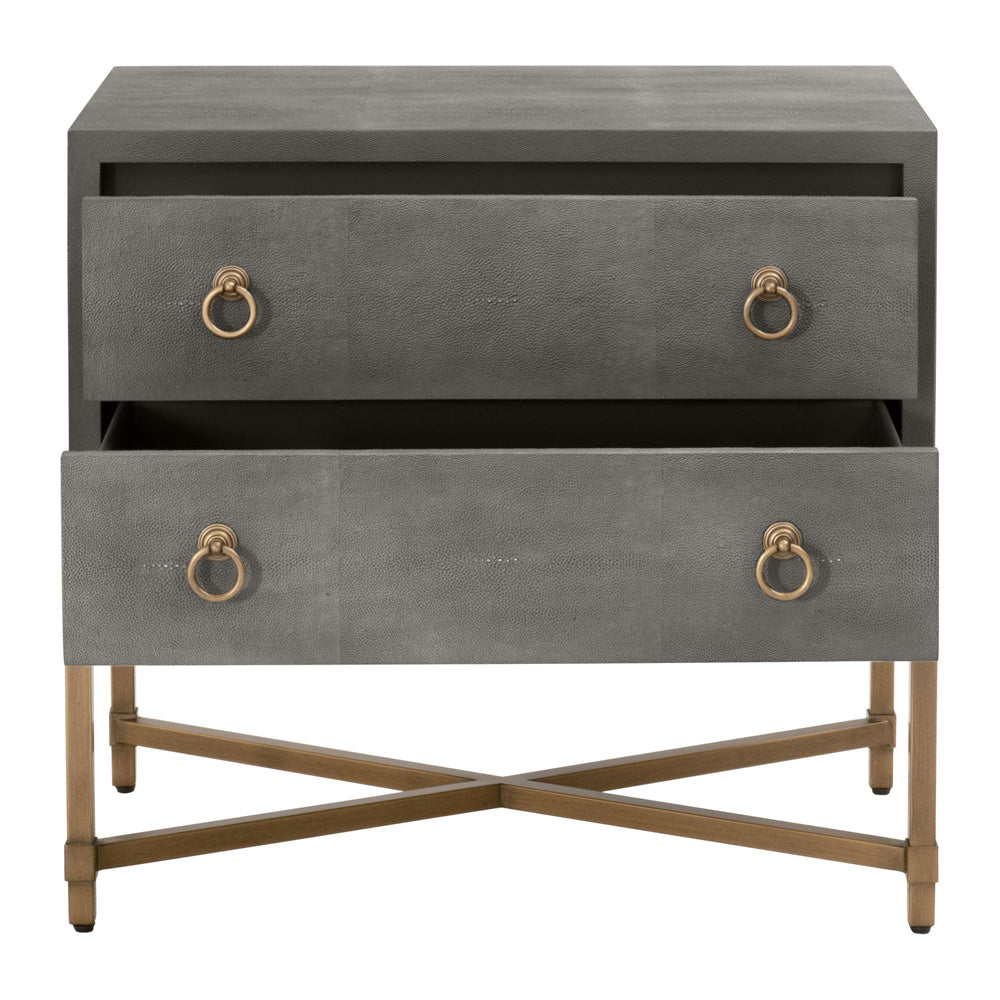 Essentials For Living - Traditions Strand Shagreen 2-Drawer Nightstand - 6121.GRY-SHG/GLD view 2