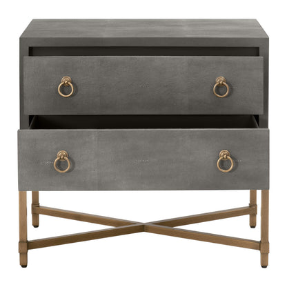 Essentials For Living - Traditions Strand Shagreen 2-Drawer Nightstand - 6121.GRY-SHG/GLD view 2