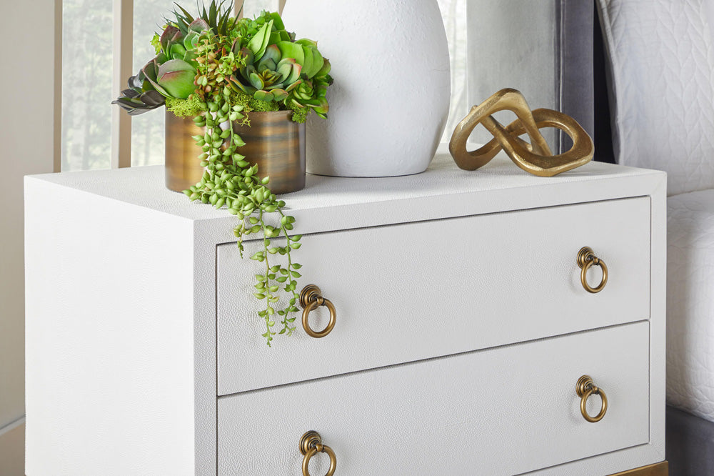 Essentials For Living - Traditions Strand Shagreen 2-Drawer Nightstand - 6121.PRL-SHG/GLD view 9
