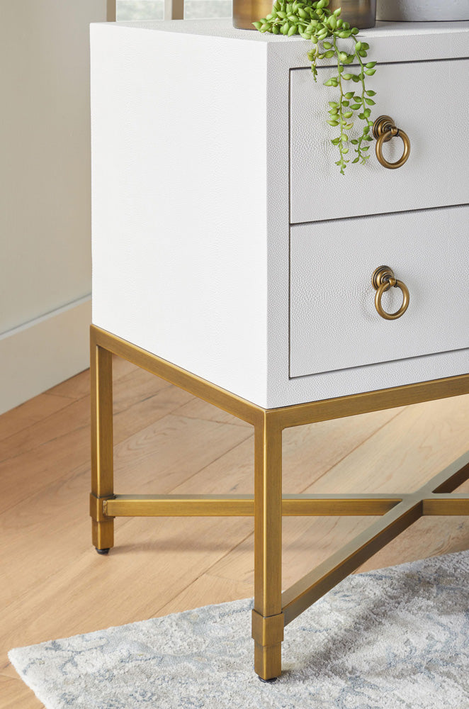 Essentials For Living - Traditions Strand Shagreen 2-Drawer Nightstand - 6121.PRL-SHG/GLD view 10