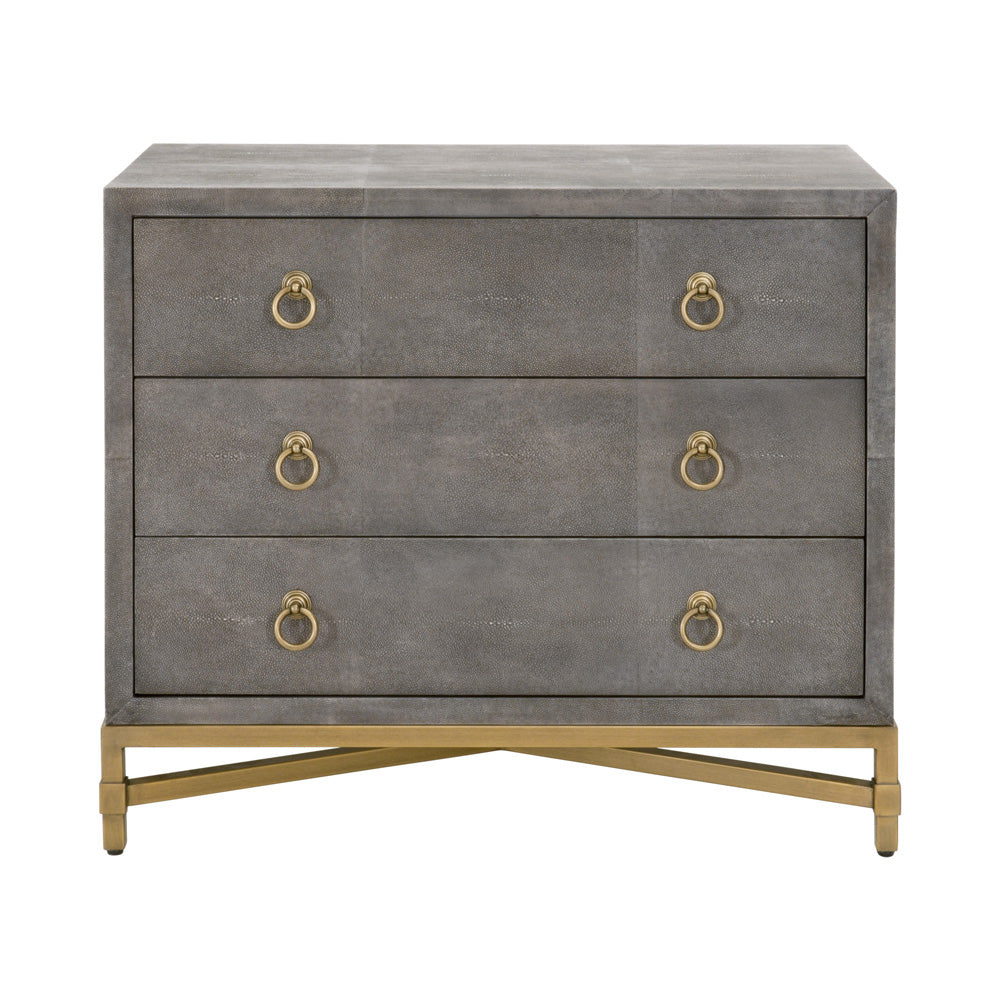Essentials For Living - Traditions Strand Shagreen 3-Drawer Nightstand - 6120.GRY-SHG/GLD view 1