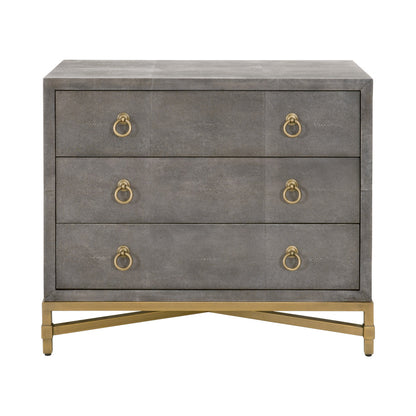 Essentials For Living - Traditions Strand Shagreen 3-Drawer Nightstand - 6120.GRY-SHG/GLD view 1