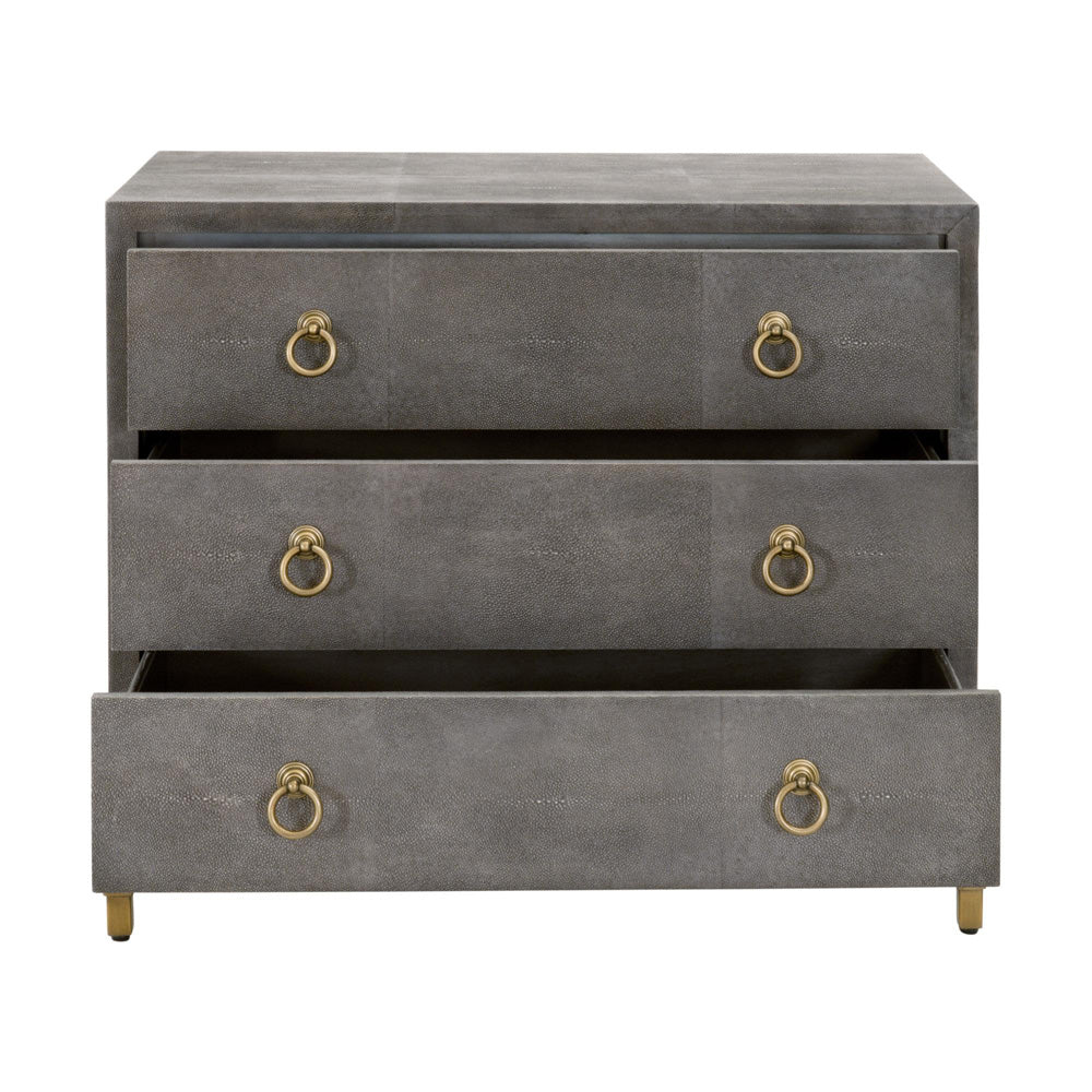 Essentials For Living - Traditions Strand Shagreen 3-Drawer Nightstand - 6120.GRY-SHG/GLD view 2