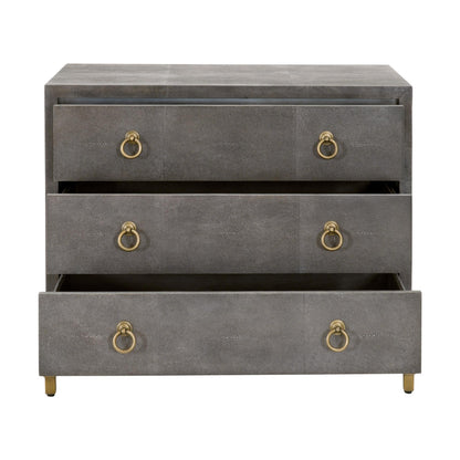 Essentials For Living - Traditions Strand Shagreen 3-Drawer Nightstand - 6120.GRY-SHG/GLD view 2