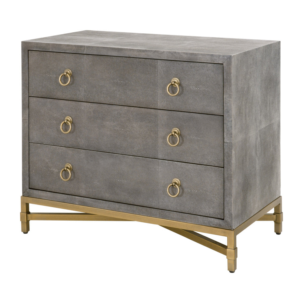 Essentials For Living - Traditions Strand Shagreen 3-Drawer Nightstand - 6120.GRY-SHG/GLD view 3